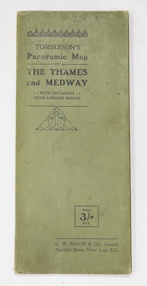 River Thames. Tombleson (William), Tombleson's Panoramic map of the Thames and Medway, vertical strip-map of the Thames from Cirencester to Chatham via London, showing railway lines, wood-engraved map with original hand-